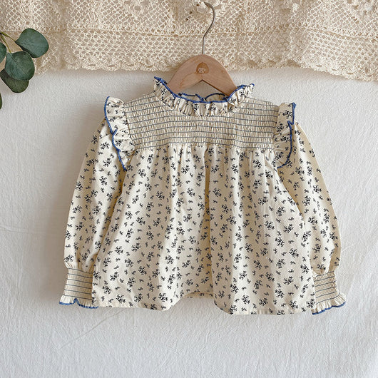 Muñeca Infantil de Manga Larga con Estampado Floral y Forro Suave