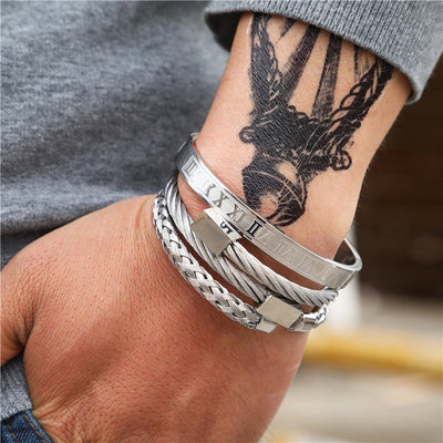 Pulsera de Acero Titanio Estilo Punk con Diseño Romano - Image 12