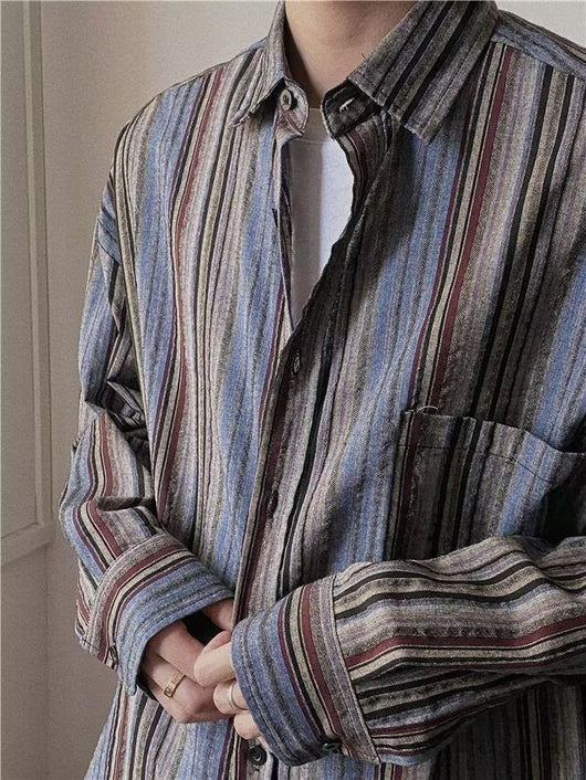 Camisa Abrigo de Pana a Rayas con Mangas Largas - Image 11