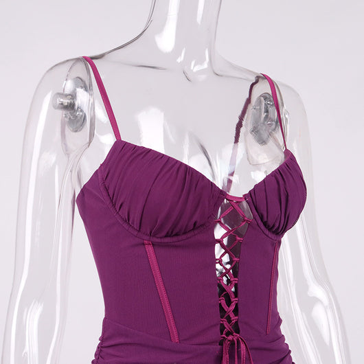 Vestido Sling Escotado sin Espalda con Detalle Hueco - Image 22