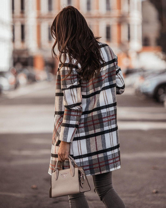 Abrigo de Lana con Estampado de Botones para Otoño e Invierno - Image 5