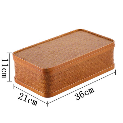 Contenedor Hermético de Bambú Rectangular Doble Capa con Tapa - Caja Portátil para Alimentos y Té - Image 10