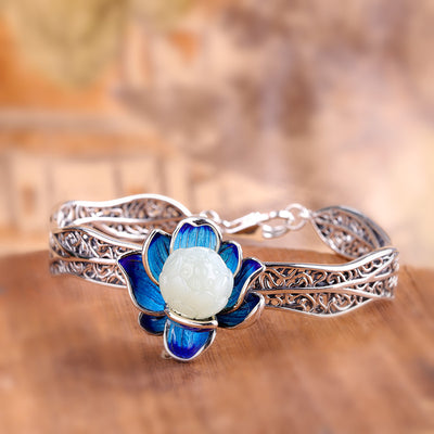 Anillo de Plata 925 con Loto y Jade Tian - Joya Artesanal para Mujer - Image 12