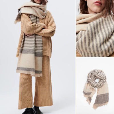 Bufanda Mujer Mosaico Texturizado con Rayas - Elegante y Abrigadora