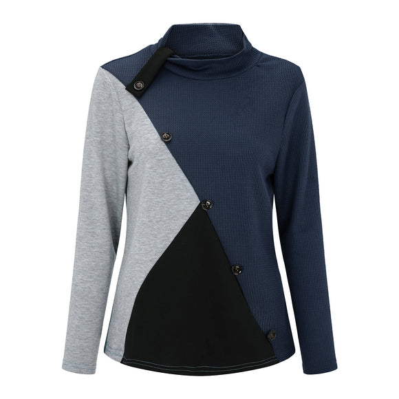 Polera Cuello Alto de Algodón Tejido - Cuello Redondo Sweetheart