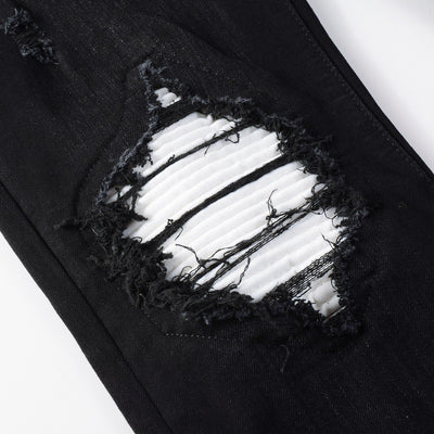Jeans Rotos de Pana con Parches Estilo Urbano para Hombre - Image 3