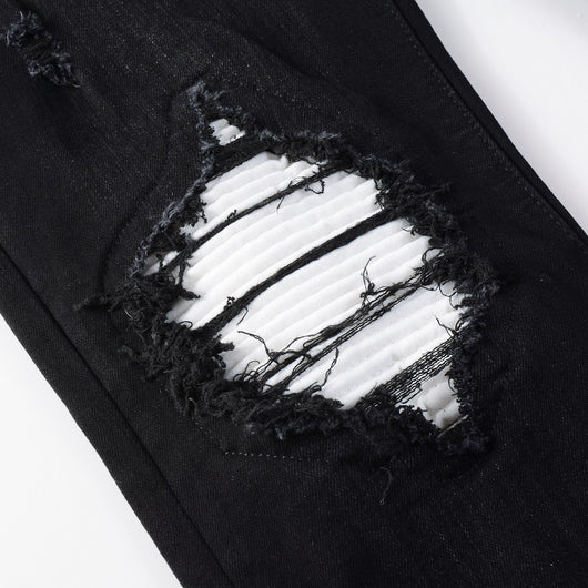 Jeans Rotos de Pana con Parches Estilo Urbano para Hombre - Image 3