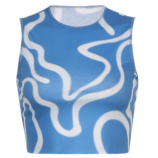 Chaleco Corto Mujer Algodón con Estampado Corrugado Cuello Redondo - Image 3