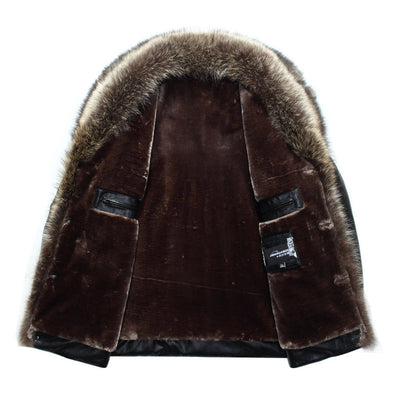 Chaqueta de Cuero Casual para Hombre con Cuello de Piel - Image 12