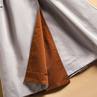Abrigo Oversize Bicolor Estilo Británico Hasta la Rodilla - Image 6