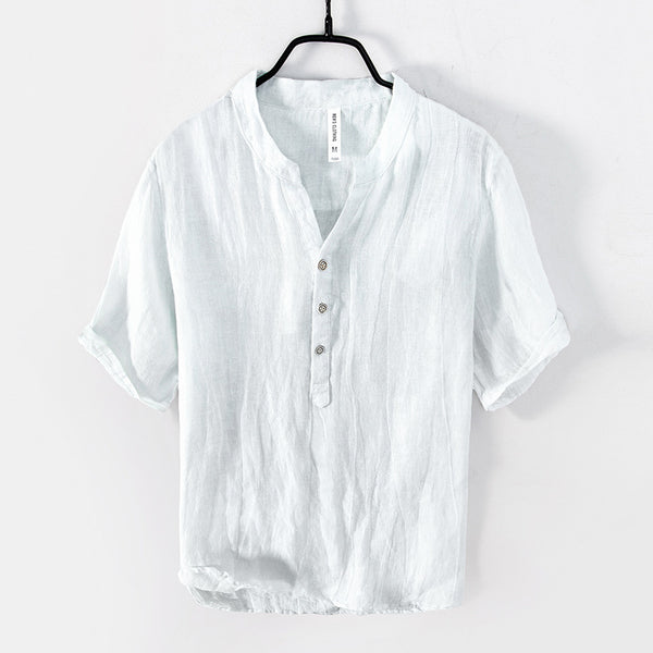Blusa de Lino Retro Colores Sólidos - Image 3