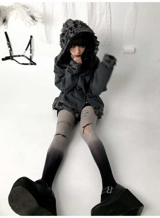 Sudadera con Capucha Desgarrada Dark Subculture - Image 23