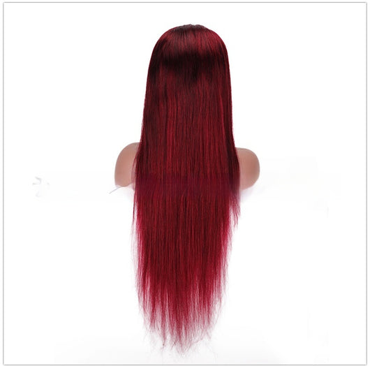 Peluca Larga Roja Cabello Humano con Encaje Frontal - Image 2