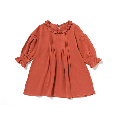 Vestido Infantil de Lino con Encaje y Mangas Largas - Image 18
