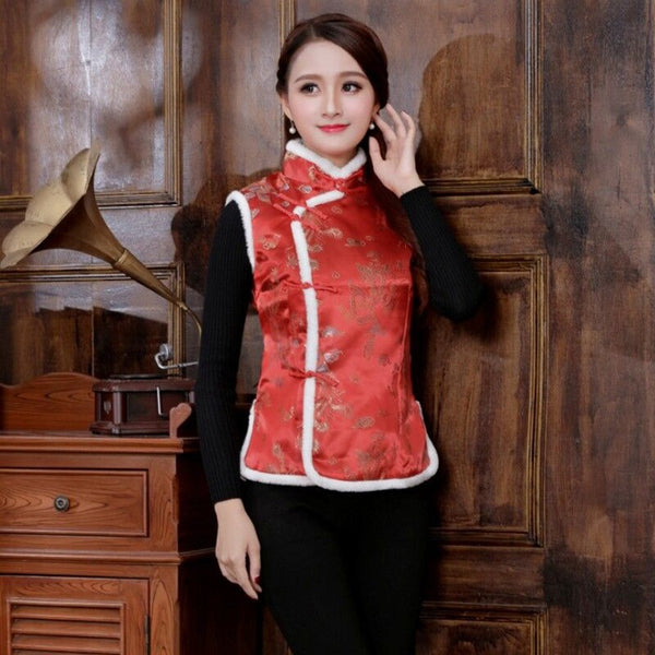 Chaleco Tang Suit para Mujer - Chaleco de Algodón Invierno Estilo Chino