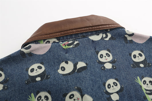 Chamarra Vaquera Estampada Panda Rojo para Hombre - Image 17