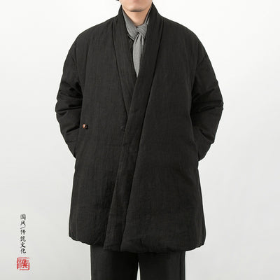 Chaqueta Acolchada Estilo Chino de Algodón y Lino para Hombre - Image 6