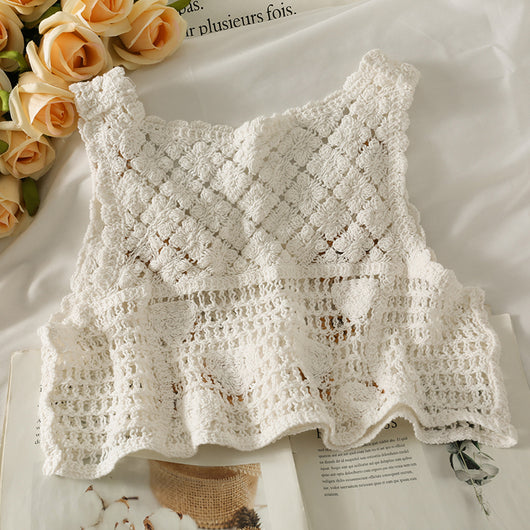 Chaleco Retro Francés Tejido a Máquina Cuello V Corto para Mujer - Image 12