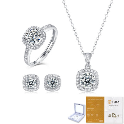 Conjunto de Anillo y Collar Moissanita Estilo Coreano Asterismo - Image 3