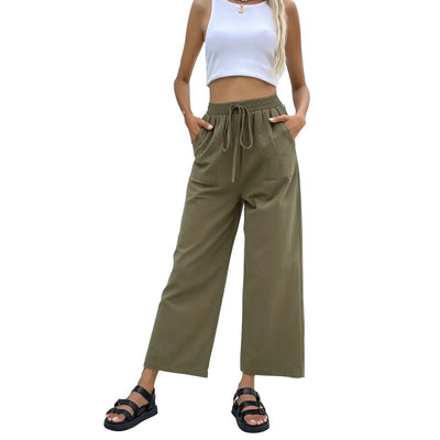 Pantalones Anchos Cropped de Algodón con Cordón Ajustable - Image 7