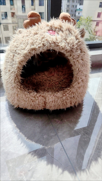 Cama Nido Semicerrada para Gatos y Perros - Refugio Cálido tipo Yurta en Felpa - Image 13