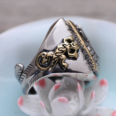 Anillo Abierto Jefe Indio en Plata de Ley S925 para Hombre - Image 12