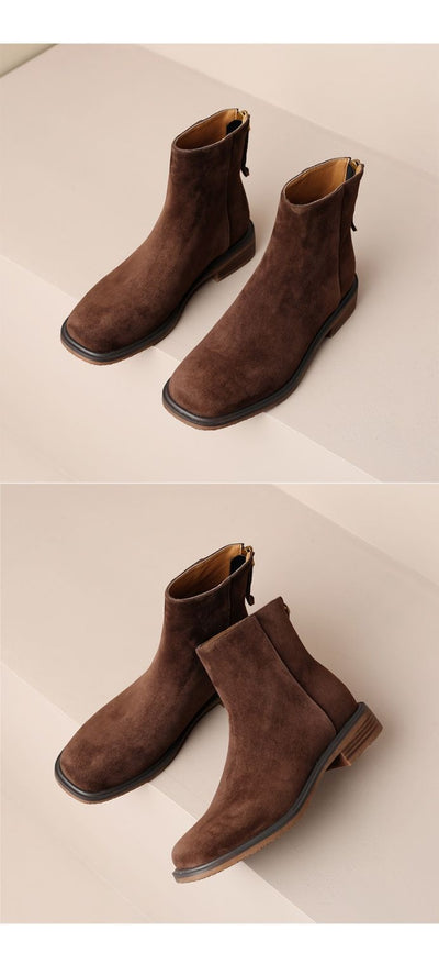 Botas Retro Francesas de Tacón Grueso y Punta Cuadrada para Mujer - Image 7