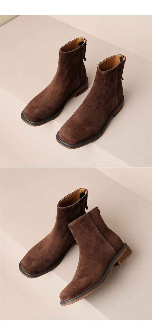 Botas Retro Francesas de Tacón Grueso y Punta Cuadrada para Mujer - Image 7