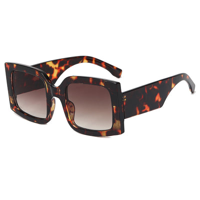 Large-frame green and tortoise shell sunglasses with gradient blue to yellow square lenses. - Image 8