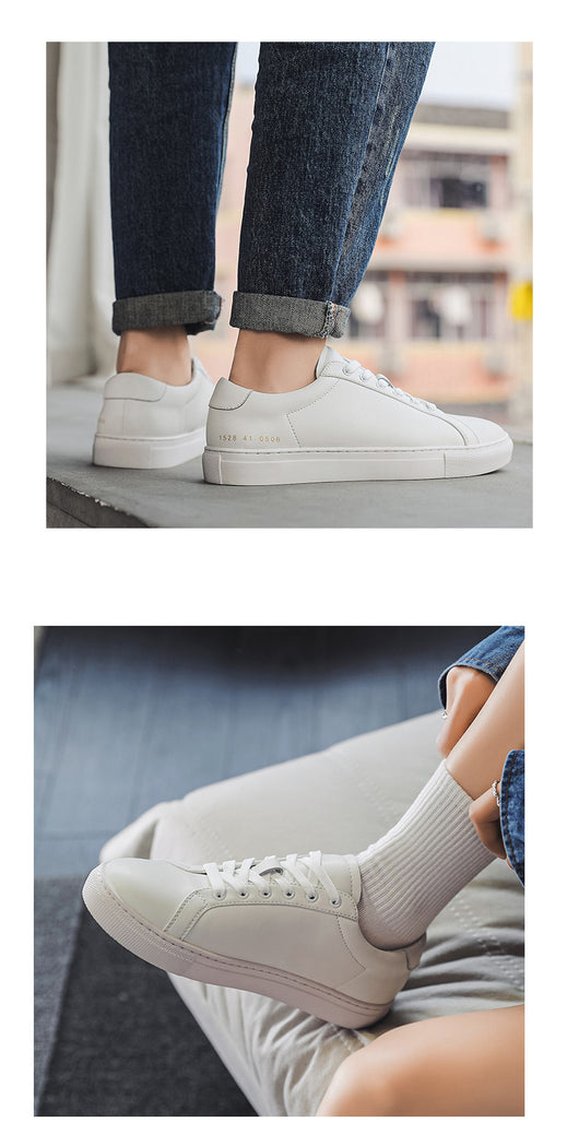 Tenis Blancos de Cuero Respirable con Suela Plana - Estilo Versátil - Image 13