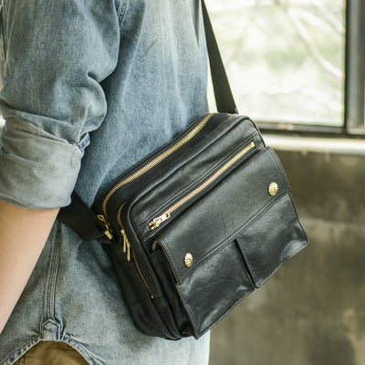 Bolso Bandolera de Cuero Genuino Estilo Urbano Japonés - Image 9