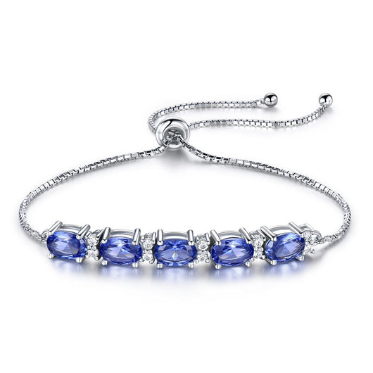 Pulsera de Topacio Azul para Mujer - Ajustable con Cadena de Eslabones