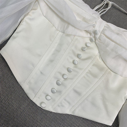 Blusa Cuello Cuadrado con Mangas Abullonadas Largas - Tela Francesa Ligera - Image 12