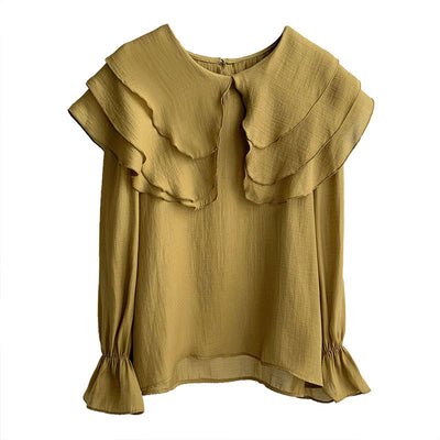 Blusa Retro Francesa Manga Larga con Volantes de Pétalos para Mujer - Image 4