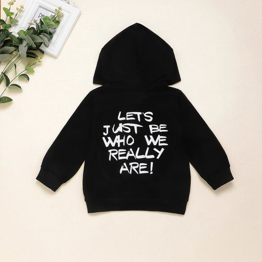 Sudadera Hoodie Negra con Letras para Niños y Niñas - Image 10