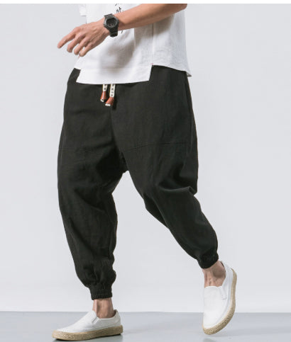Pantalones Harem Estilo Chino para Hombre - Joggers Casuales de Algodón y Lino - Image 7