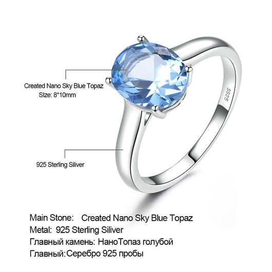Anillo de Plata Esterlina 925 con Topacio Azul - Joya Romántica para Mujer - Image 3