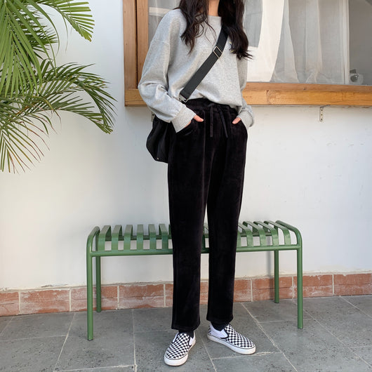 Pantalones Crema de Lana de Cordero Engrosados para Mujer - Image 14