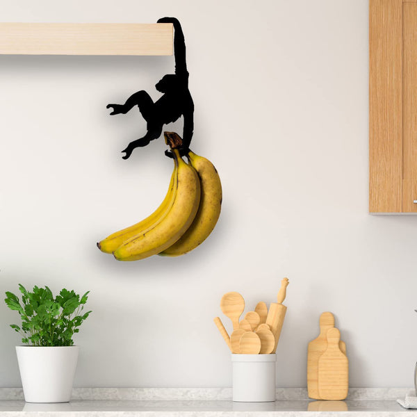 Perchero Decorativo Mono de Madera - Organizador de Bolsas y Tazas