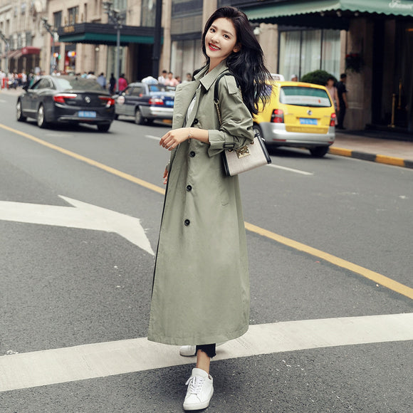 Abrigo Trench Largo Oversized con Cintura Ajustable para Mujer