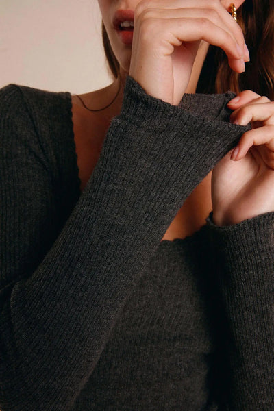 Suéter Tejido Cuello Amplio Manga Larga para Mujer - Image 17