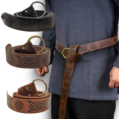 Cinturón Guerrero Medieval con Hebilla Celta Grabada - Accesorio Cosplay