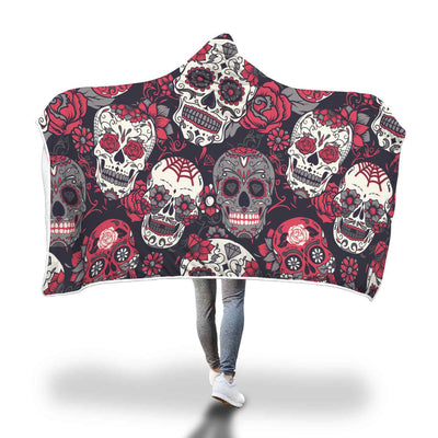 Poncho Manta con Capucha Calavera Impresión 3D Digital - Image 18
