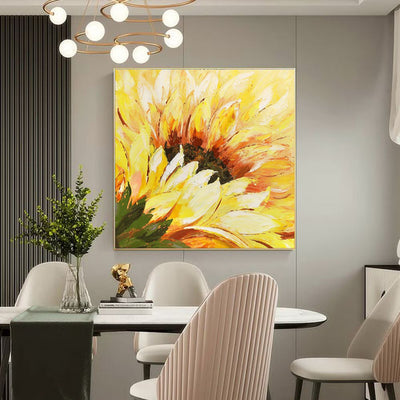 Cuadro Abstracto Girasoles Óleo sobre Lienzo Pintura Moderna Decoración Hogar Oficina - Image 5