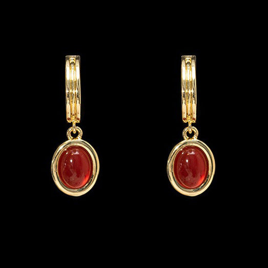 Aretes Retro Ojo de Gato Rojo Estilo Francés - Image 6