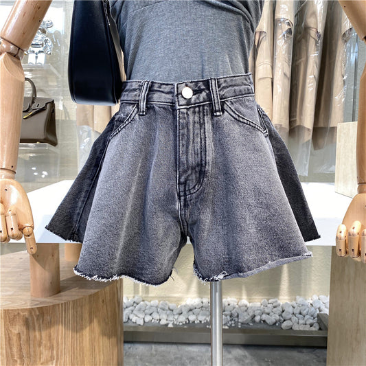 Shorts de Mezclilla Recta Cintura Alta Casual Sueltos para Estudiantes