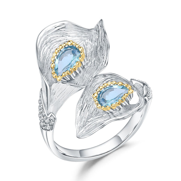Anillo Ajustable de Plata con Gemas Naturales