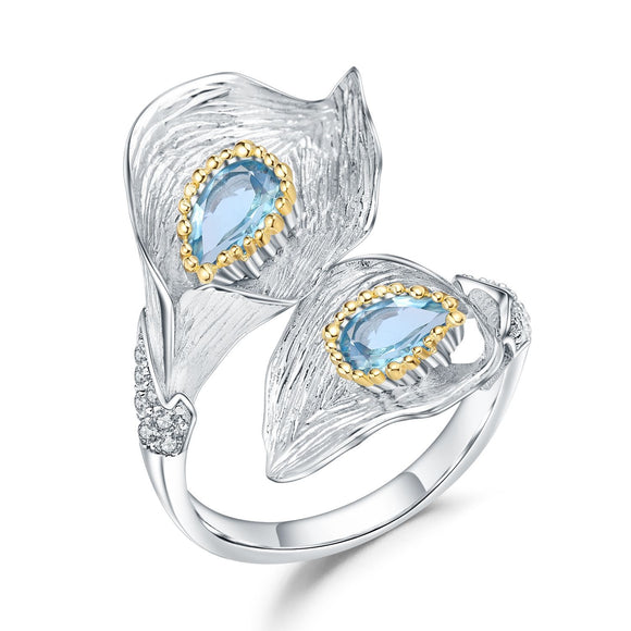 Anillo Ajustable de Plata con Gemas Naturales