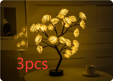 Lámpara LED Flor de Rosa con Árbol Bonsái - Luz Nocturna USB Recargable para Decoración - Image 25