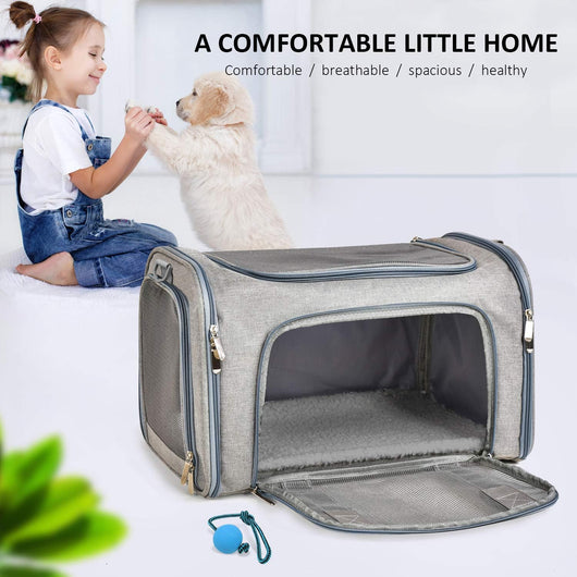 Transportín Suave Plegable para Gatos y Perros Pequeños hasta 7 kg - Gris - Image 7